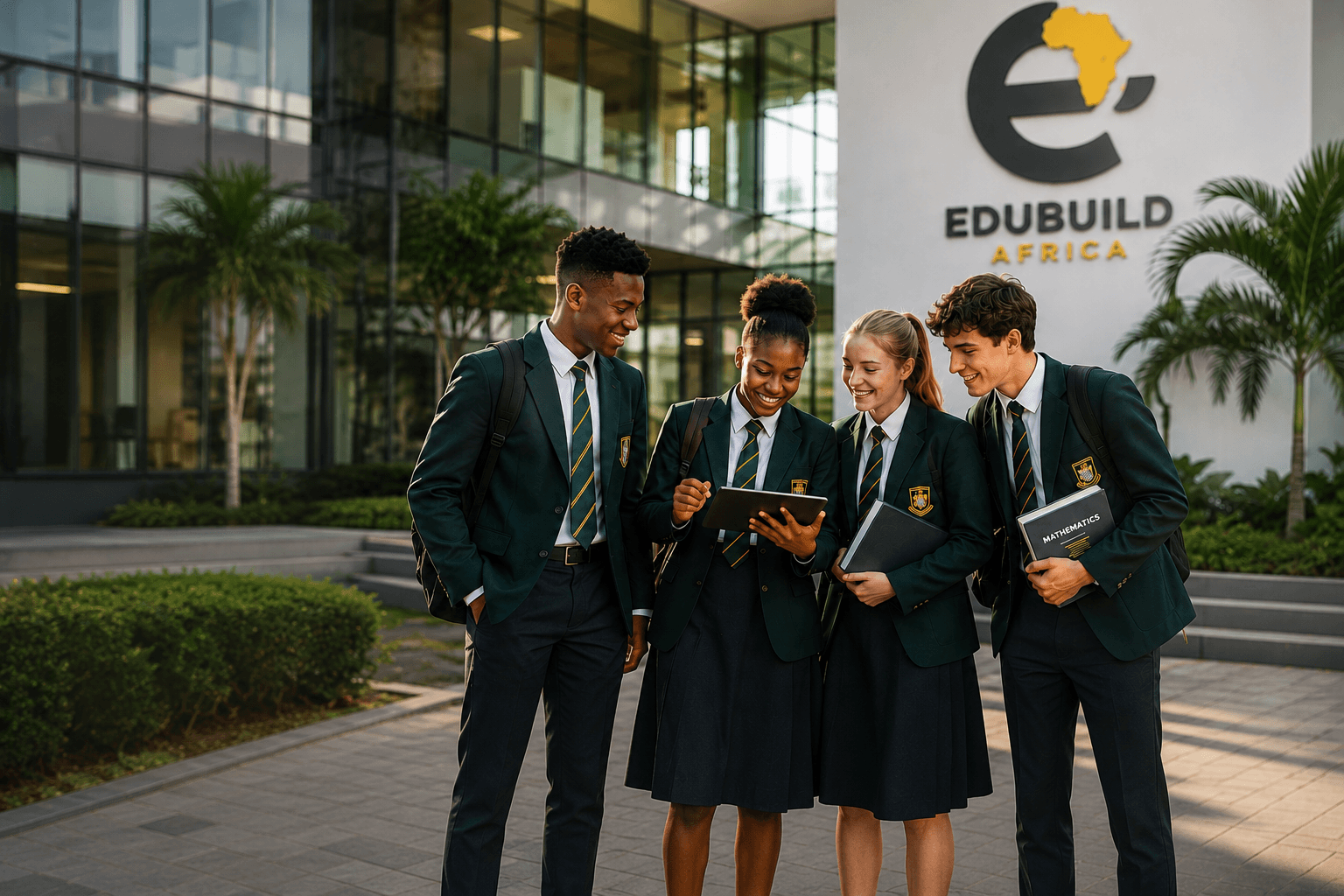 Students on a modern school campus ready to connect with QuestifyAI